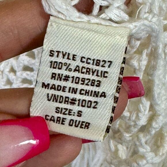 NWOT Vintage Havana Crocheted Fringe V-Neck Swim Cover Up Dress Small - Picture 7 of 11